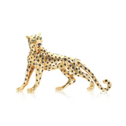 Catalog image of Gold, enamel, onyx and emerald brooch, 'Panthère'