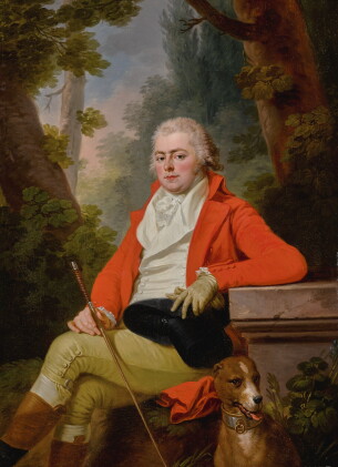 Catalog image of joseph kreutzinger | portrait of prince alexei golitsyn with his dog, seated in…