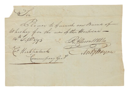 Catalog image of anthony wayne | general anthony wayne signs an order for whiskey for an army ho…