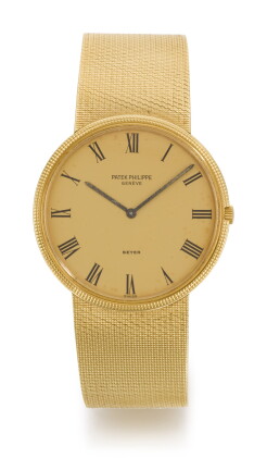 Catalog image of patek philippe | calatrava, beyer, reference 3588/1, yellow gold bracelet watch…
