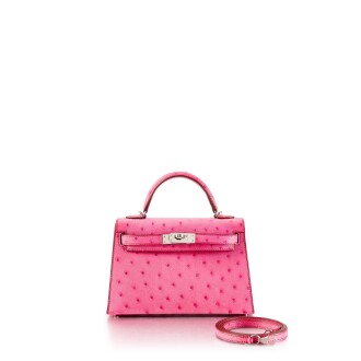 View 1 of Lot 8449: Fuschia Ostrich Mini Kelly II 20 Palladium Hardware, 2021