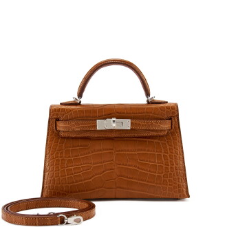 View 1 of Lot 7701: Gold Matte Alligator Mini Kelly II 20 Palladium Hardware, 2022
