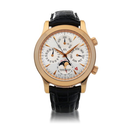 Catalog image of grande memovox, ref 146.2.95 pink gold perpetual calendar wristwatch with alarm…