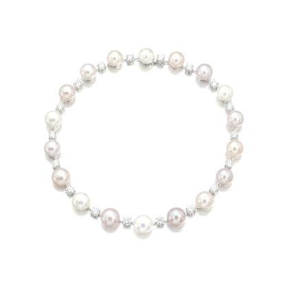 Catalog image of Cultured pearl and diamond necklace
