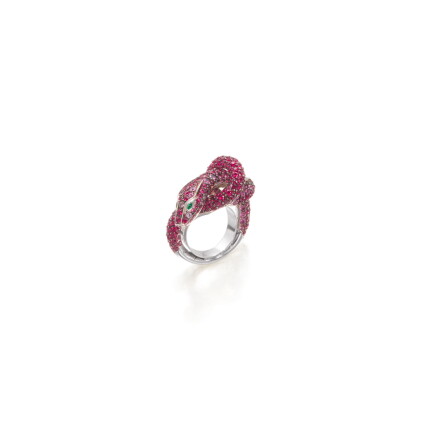 Catalog image of ruby, pink sapphire, emerald and colored diamond ring, boucheron, france