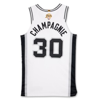 View 1 of Lot 5: Julian Champagnie San Antonio Spurs 2026 NBA Finals Game Worn Association Edition Jersey | Game 2