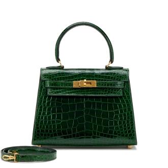 View 1 of Lot 26: Vert Emerald Shiny Alligator Mini Kelly 20 I Gold Hardware, 1998