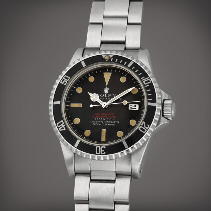 Catalog image of Sea-Dweller 'Double Red', Reference 1665 | A stainless steel wristwatch with da…