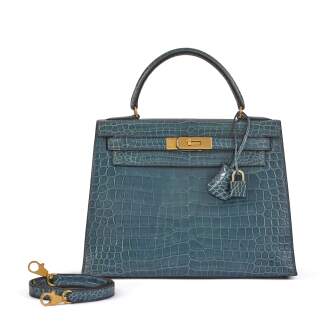 View 1 of Lot 2: Blue Jean Porosus Crocodile Kelly Sellier 28 Gold Hardware, 1997