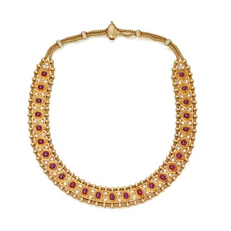 View 1 of Lot 44: René Boivin | Gold, Ruby and Diamond Necklace, France