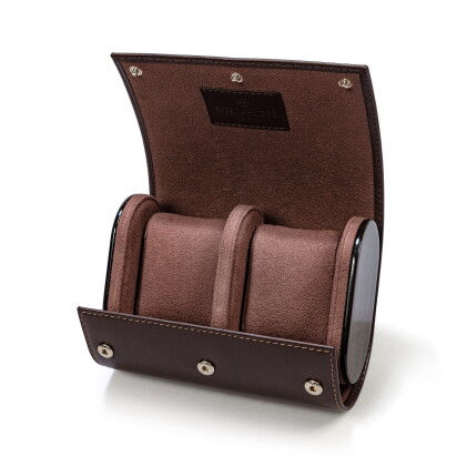 Catalog image of Pochette de voyage en cuir pour deux montres avec coussins amovibles | Leather …