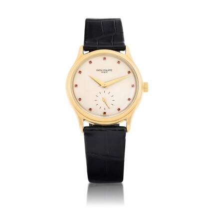Catalog image of Calatrava, Reference 3923 | A limited edition pink gold and ruby-set wristwatch…