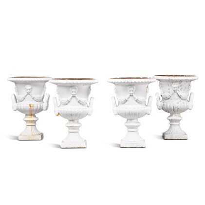 Catalog image of A set of four Victorian white-painted cast-iron vases, late 19th/20th century