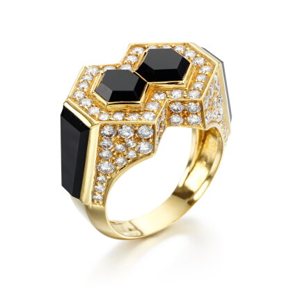 Catalog image of An onyx and diamond ring, Cartier, London, 1975