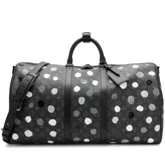 View 1 of Lot 187: Limited Edition Yayoi Kusama Eclipse Monogram Canvas Keepall Bandoulière 55 Black Hardware, 2023