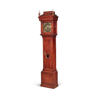 View 1 of Lot 187: The Important Lewis Family William and Mary Inlaid Walnut Tall Case Clock, works by John Wood Sr., Philadelphia, Pennsylvania, case probably by Thomas Thomas, Radnor Township, Chester (now Delaware) County, Circa 1730