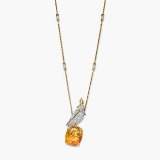 View 1 of Lot 1690: Citrine, Diamond and Pink sapphire ‘Bird on a Rock' Pendent Necklace | 蒂芙尼 Schlumberger 設計 | 黃水晶  配 鑽石 及 粉紅色剛玉 ‘Bird on a Rock' 掛墜項鏈 