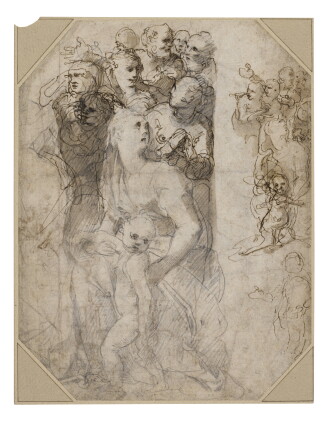 Catalog image of recto: two groups of figures, studies for the frangipani chapel, san marcello a…