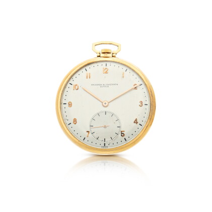 Catalog image of A PINK GOLD OPEN FACED WATCH, CIRCA 1960