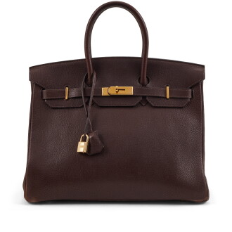 View 1 of Lot 117: Vintage Chocolat Togo Birkin 35 Gold Hardware, 1996