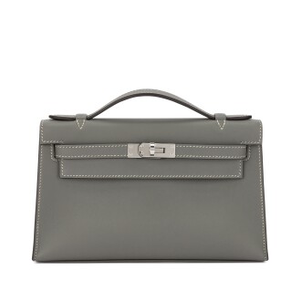 View 1 of Lot 545: Gris Meyer and Gris Perle Swift HSS Kelly Pochette Palladium Hardware, 2025