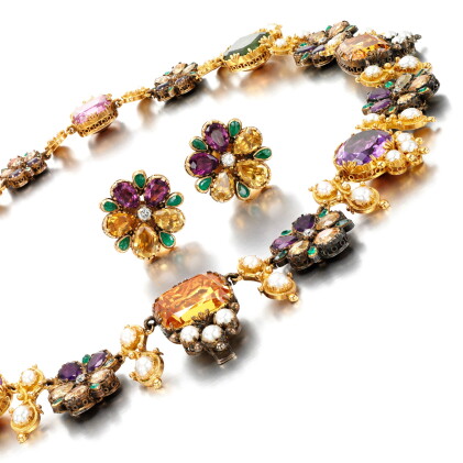 Catalog image of Gem set, pearl and diamond demi-parure, circa 1800