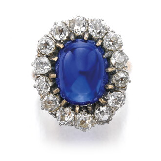View 1 of Lot 178: FINE SAPPHIRE AND DIAMOND RING, LATE 19TH CENTURY [ 藍寶石配鑽石戒指，十九世紀末]