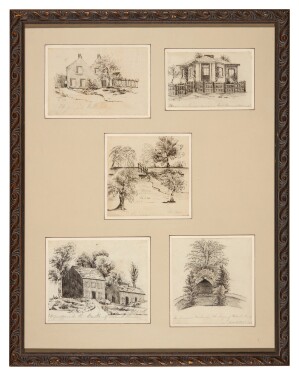 View 1 of Lot 52: Charlotte Bronte | Five pencil sketches, framed together