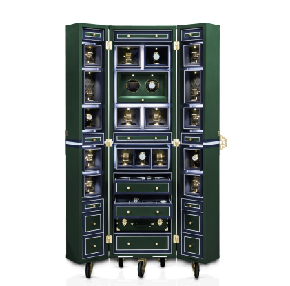 Catalog image of A leather trunk with brass hardware