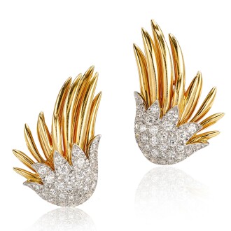View 1 of Lot 2944: 'Flame' Pair of Diamond Earrings | 蒂芙尼 Schlumberger 設計 | 'Flame' 鑽石耳環一對