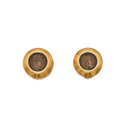 Catalog image of Pair of Gold and Bronze Coin 'Monete' Earclips