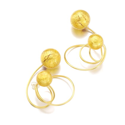 Catalog image of pair of titanium and glass ear clips, ' carnaval de venise'