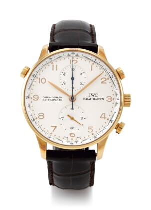 Catalog image of portugieser chronographe a rattrapante, reference iw3712 pink gold rattrapante …