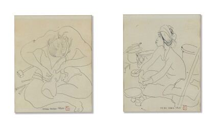 Catalog image of chen wen hsi | (i) sketch of a craftsman (ii) sketch of a market vendor