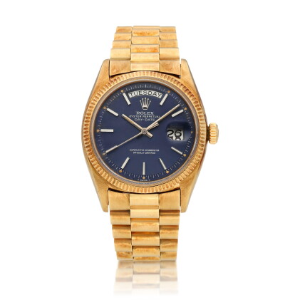 Catalog image of Day-Date, Ref. 6611B Yellow gold wristwatch with day, date and bracelet Circa 1958