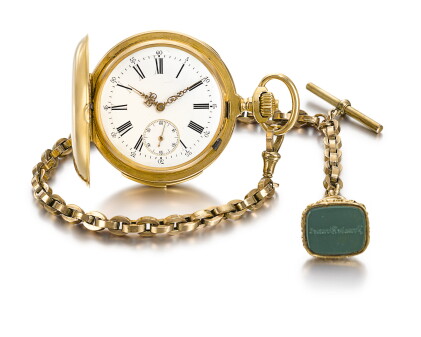 Catalog image of swiss | a gold hunting cased minute repeating keyless lever watch circa 1890, n…