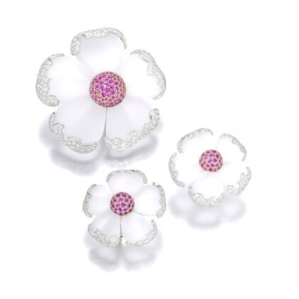 Catalog image of Van Cleef & Arpels | Rock crystal, ruby and diamond demi-parure | 梵克雅寶 | 白水晶配紅寶…