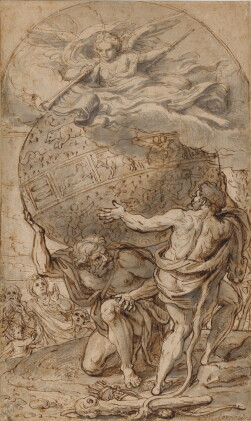 Catalog image of Atlas supporting the celestial globe with Hercules on the right
