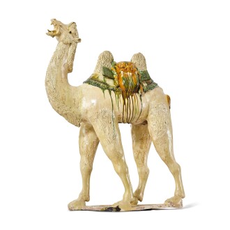 View 1 of Lot 5032: A magnificent large sancai-glazed pottery figure of a camel Tang dynasty 唐 三彩駱駝