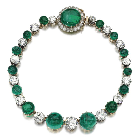 Impressive emerald and diamond necklace