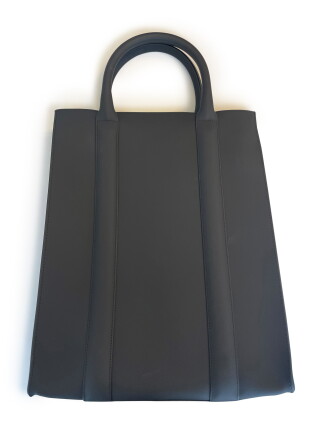 Catalog image of Black leather bag with a brown leather pouch and a black leather card holder Ci…