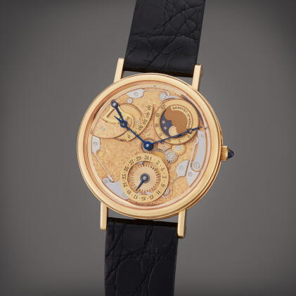 Catalog image of Reference 3135 | A yellow gold semi-skeletonized automatic wristwatch with date…