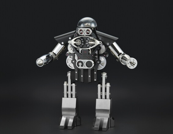 A FUTURISTIC AND UNUSUAL LIMITED EDITION STAINLESS STEEL, BRASS