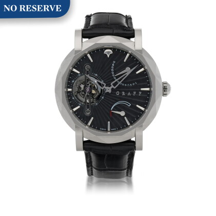 Catalog image of mastergraff, ref mg45wg white gold tourbillon wristwatch with date and power re…