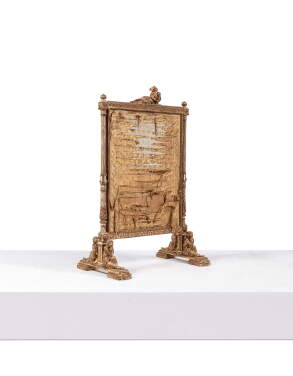 View 1 of Lot 22: Ecran à feu en hêtre laqué et doré de style Louis XVI, fin du XIXe siècle, d'après le modèle de Jean-Baptiste Claude Sené pour le cabinet de toilette de Marie-Antoinette au château de Saint-Cloud
