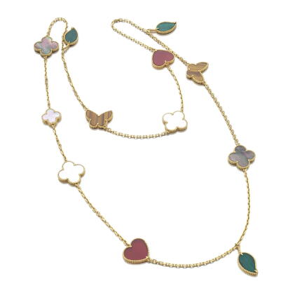 Catalog image of gem set and mother-of-pearl sautoir, 'lucky alhambra', van cleef & arpels