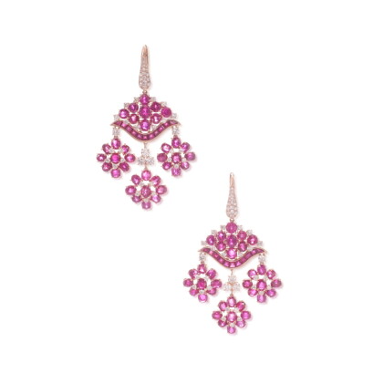 Catalog image of Ruby and diamond earrings