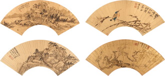 View 1 of Lot 5020: 朱璣、包壯行、金章、吳彥國 溪山梅禽四幀｜Various Artist, Landscapes, Flowers and Birds