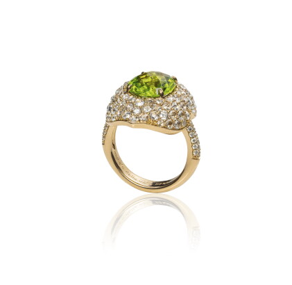Catalog image of peridot and diamond ring, michele della valle