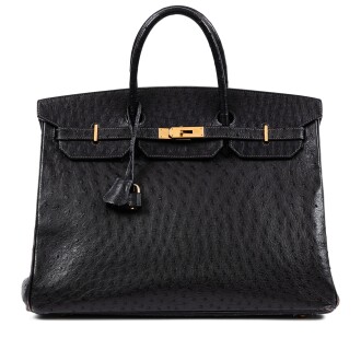 View 1 of Lot 408: Limited Edition Black Ostrich Birkin 40 Palladium Hardware, 2001